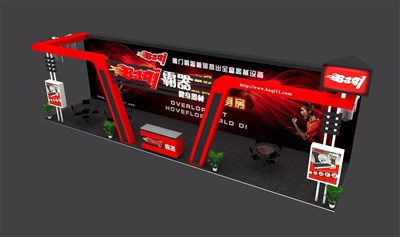 51.8平米展臺(tái)設(shè)計(jì)制作：三面開口/現(xiàn)代/木質(zhì)結(jié)構(gòu)/紅色，為機(jī)械展展商而作（免費(fèi)使用）