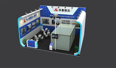 63.8平米展臺設(shè)計(jì)制作：一面開口/現(xiàn)代/木質(zhì)結(jié)構(gòu)/藍(lán)色，為機(jī)械展展商而作（免費(fèi)使用）
