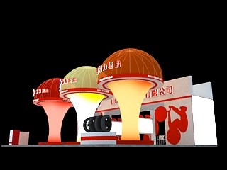 108平米展臺設(shè)計(jì)制作：三面開口/現(xiàn)代/木質(zhì)結(jié)構(gòu)/黃色，為汽配展展商而作（免費(fèi)使用）