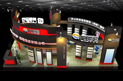 72平米展臺設(shè)計(jì)制作：四面開口/現(xiàn)代/木質(zhì)結(jié)構(gòu)/黑色，為家電展展商而作（免費(fèi)使用）
