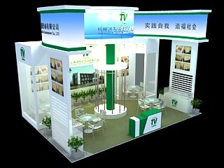 36平米展臺設計制作：三面開口/前衛(wèi)/木質結構/白色，為機械展展商而作（免費使用）