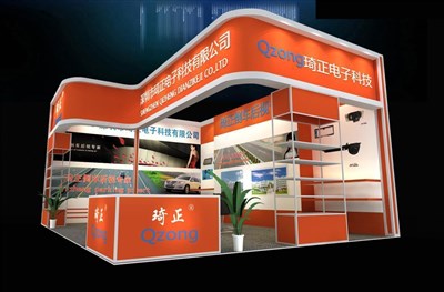 48平米展臺設(shè)計制作：二面開口/現(xiàn)代/木質(zhì)結(jié)構(gòu)/橙色，為汽配展展商而作（免費使用）