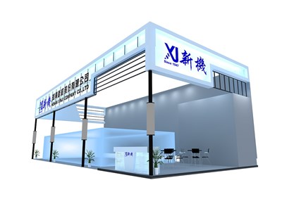 144平米展臺設計制作：三面開口/現(xiàn)代/木質(zhì)結(jié)構(gòu)/白色，為機械展展商而作（免費使用）