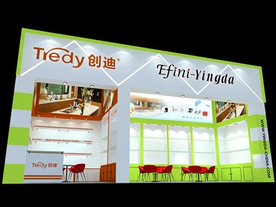 27平米展臺(tái)設(shè)計(jì)制作：一面開口/現(xiàn)代/木質(zhì)結(jié)構(gòu)/彩色，為家電展展商而作（免費(fèi)使用）
