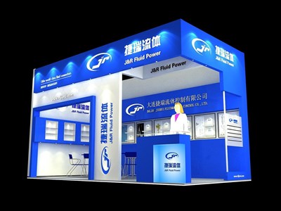 18平米展臺設(shè)計制作：二面開口/現(xiàn)代/木質(zhì)結(jié)構(gòu)/藍色，為汽配展展商而作（免費使用）