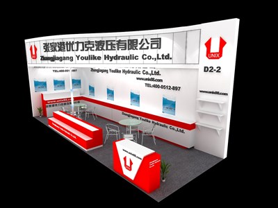 27平米展臺設計制作：二面開口/現(xiàn)代/木質結構/白色，為汽配展展商而作（免費使用）