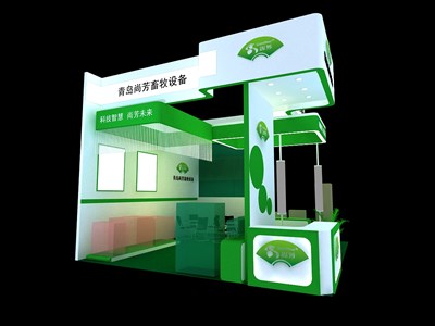 36平米展臺設(shè)計制作：三面開口/現(xiàn)代/木質(zhì)結(jié)構(gòu)/綠色，為汽配展展商而作（免費使用）