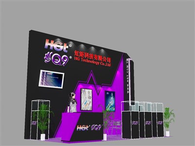 18平米展臺設計制作：三面開口/前衛(wèi)/木質(zhì)結(jié)構/紫色，為汽配展展商而作（免費使用）