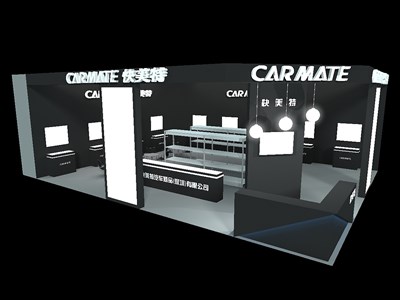 108平米展臺設計制作：二面開口/現(xiàn)代/木質(zhì)結(jié)構(gòu)/黑色，為汽配展展商而作（免費使用）