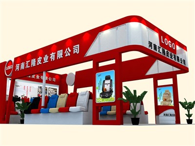 72平米展臺設(shè)計制作：三面開口/現(xiàn)代/木質(zhì)結(jié)構(gòu)/紅色，為汽配展展商而作（免費使用）