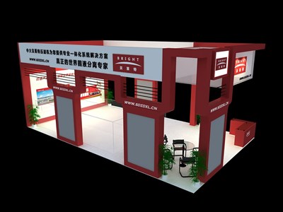60平米展臺(tái)設(shè)計(jì)制作：三面開口/現(xiàn)代/木質(zhì)結(jié)構(gòu)/紅色，為汽配展展商而作（免費(fèi)使用）