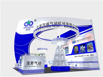 36平米展臺設(shè)計制作：三面開口/前衛(wèi)/木質(zhì)結(jié)構(gòu)/藍(lán)色，為汽配展展商而作（免費(fèi)使用）