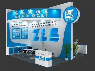 36平米展臺設(shè)計制作：二面開口/現(xiàn)代/木質(zhì)結(jié)構(gòu)/藍(lán)色，為汽配展展商而作（免費(fèi)使用）