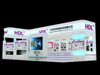 72平米展臺設計制作：三面開口/現(xiàn)代/木質結構/黑色，為電子展展商而作（免費使用）