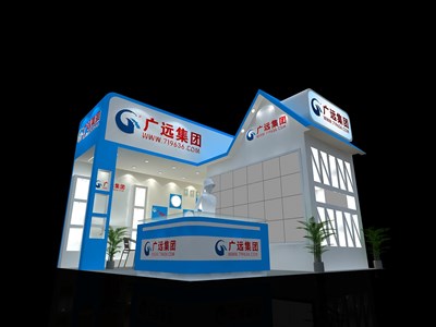 36平米展臺(tái)設(shè)計(jì)制作：二面開口/前衛(wèi)/木質(zhì)結(jié)構(gòu)/藍(lán)色，為電子展展商而作（免費(fèi)使用）