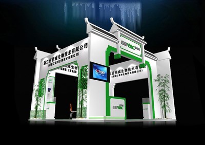36平米展臺設計制作：四面開口/中式/木質結構/白色，為綜合展展商而作（免費使用）