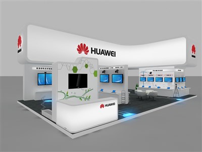 180平米展臺設計制作：三面開口/前衛(wèi)/木質結構/白色，為電子展展商而作（免費使用）