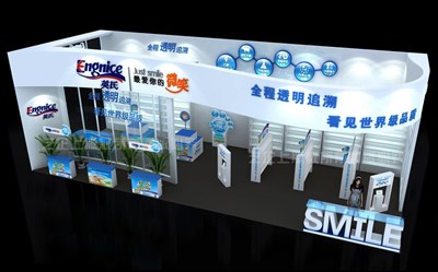 60平米展臺(tái)設(shè)計(jì)制作：二面開(kāi)口/現(xiàn)代/木質(zhì)結(jié)構(gòu)/白色，為嬰幼展展商而作（免費(fèi)使用）