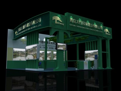 72平米展臺設(shè)計制作：三面開口/現(xiàn)代/木質(zhì)結(jié)構(gòu)/綠色，為綜合展展商而作（免費使用）