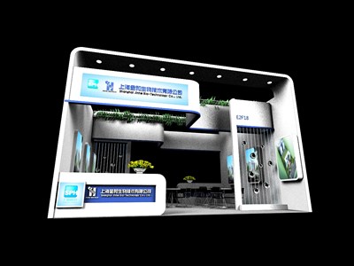 42平米展臺設(shè)計制作：二面開口/現(xiàn)代/木質(zhì)結(jié)構(gòu)/白色，為化工展展商而作（免費使用）