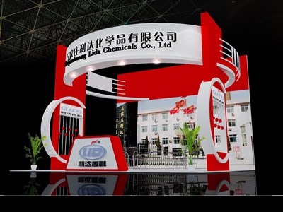 36平米展臺設(shè)計制作：三面開口/現(xiàn)代/木質(zhì)結(jié)構(gòu)/粉色，為化工展展商而作（免費使用）