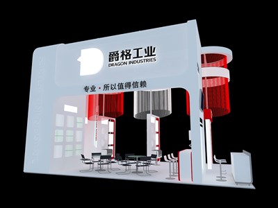 54平米展臺(tái)設(shè)計(jì)制作：三面開口/現(xiàn)代/木質(zhì)結(jié)構(gòu)/粉色，為電子展展商而作（免費(fèi)使用）