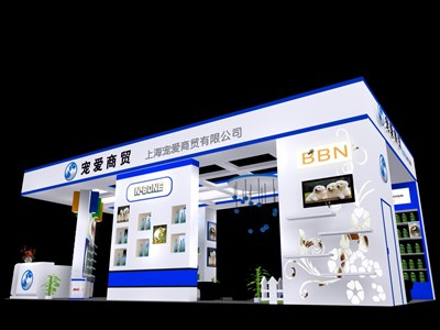 72平米展臺設計制作：一面開口/現代/木質結構/白色，為嬰幼展展商而作（免費使用）