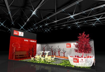 96平米展臺設計制作：二面開口/田園/木質(zhì)結構/彩色，為綜合展展商而作（免費使用）