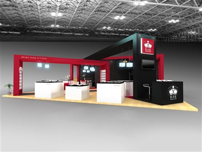 110平米展臺設計制作：三面開口/現(xiàn)代/木質(zhì)結(jié)構/黑色，為綜合展展商而作（免費使用）