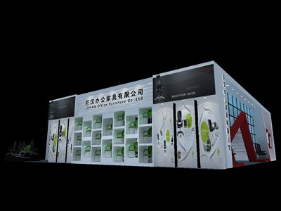 304平米展臺設(shè)計制作：二面開口/現(xiàn)代/型材結(jié)構(gòu)/彩色，為家具展展商而作（免費使用）