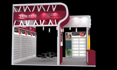36平米展臺設計制作：三面開口/現(xiàn)代/木質(zhì)結(jié)構(gòu)/白色，為綜合展展商而作（免費使用）