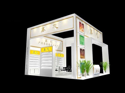 36平米展臺設計制作：三面開口/現(xiàn)代/木質(zhì)結(jié)構(gòu)/白色，為綜合展展商而作（免費使用）