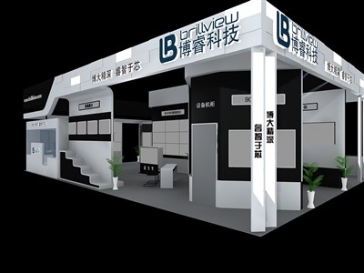 192平米展臺設(shè)計制作：三面開口/現(xiàn)代/型材結(jié)構(gòu)/灰色，為電子展展商而作（免費使用）