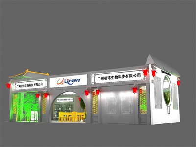 60平米展臺設計制作：三面開口/中式/木質結構/灰色，為家具展展商而作（免費使用）