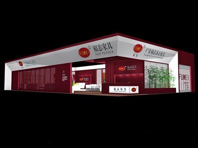 150平米展臺設(shè)計制作：二面開口/現(xiàn)代/型材結(jié)構(gòu)/紅色，為家具展展商而作（免費使用）
