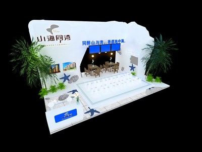 54平米展臺設(shè)計制作：四面開口/現(xiàn)代/木質(zhì)結(jié)構(gòu)/白色，為房產(chǎn)展展商而作（免費使用）