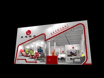 90平米展臺設(shè)計(jì)制作：一面開口/前衛(wèi)/型材結(jié)構(gòu)/白色，為家具展展商而作（免費(fèi)使用）