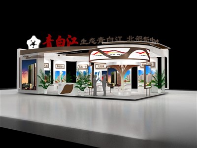 180平米展臺(tái)設(shè)計(jì)制作：四面開(kāi)口/前衛(wèi)/木質(zhì)結(jié)構(gòu)/白色，為房產(chǎn)展展商而作（免費(fèi)使用）