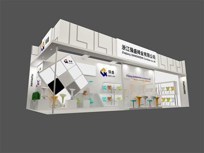 44平米展臺設(shè)計(jì)制作：二面開口/現(xiàn)代/型材結(jié)構(gòu)/灰色，為家具展展商而作（免費(fèi)使用）
