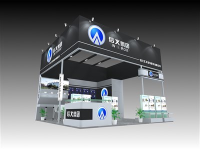 36平米展臺設計制作：三面開口/現(xiàn)代/木質(zhì)結構/灰色，為綜合展展商而作（免費使用）