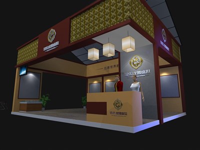 56平米展臺設(shè)計(jì)制作：三面開口/現(xiàn)代/木質(zhì)結(jié)構(gòu)/灰色，為房產(chǎn)展展商而作（免費(fèi)使用）