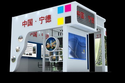 25平米展臺設(shè)計制作：三面開口/現(xiàn)代/木質(zhì)結(jié)構(gòu)/彩色，為房產(chǎn)展展商而作（免費使用）