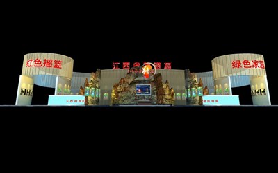 1000平米展臺(tái)設(shè)計(jì)制作：四面開口/前衛(wèi)/型材結(jié)構(gòu)/米色，為旅游展展商而作（免費(fèi)使用）