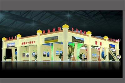 810平米展臺設(shè)計制作：四面開口/歐式/木質(zhì)結(jié)構(gòu)/米色，為旅游展展商而作（免費使用）