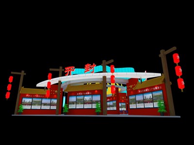 720平米展臺設計制作：四面開口/中式/木質(zhì)結(jié)構(gòu)/咖啡色，為旅游展展商而作（免費使用）