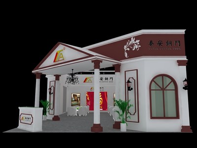 120平米展臺設(shè)計制作：二面開口/現(xiàn)代/木質(zhì)結(jié)構(gòu)/咖啡色，為建材展展商而作（免費使用）