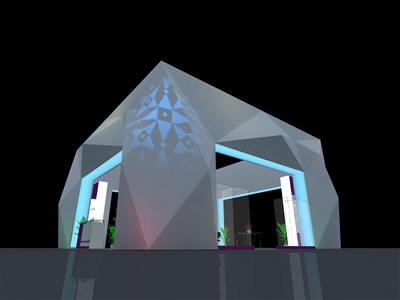 81平米展臺設(shè)計(jì)制作：四面開口/前衛(wèi)/型材結(jié)構(gòu)/灰色，為建材展展商而作（免費(fèi)使用）