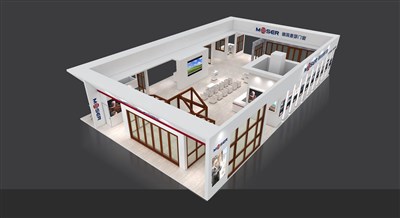 292.5平米展臺(tái)設(shè)計(jì)制作：四面開口/現(xiàn)代/木質(zhì)結(jié)構(gòu)/米色，為建材展展商而作（免費(fèi)使用）