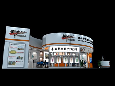 96平米展臺(tái)設(shè)計(jì)制作：三面開口/現(xiàn)代/木質(zhì)結(jié)構(gòu)/白色，為建材展展商而作（免費(fèi)使用）