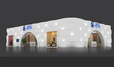 360平米展臺(tái)設(shè)計(jì)制作：二面開口/現(xiàn)代/木質(zhì)結(jié)構(gòu)/米色，為建材展展商而作（免費(fèi)使用）
